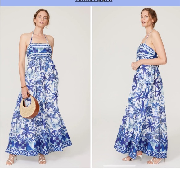 FARM RIO blue white pattern dress cover up maxi SWEET RIO - Picture 3 of 13